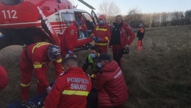 Elicopter SMURD la o intervenție în Maramureș.