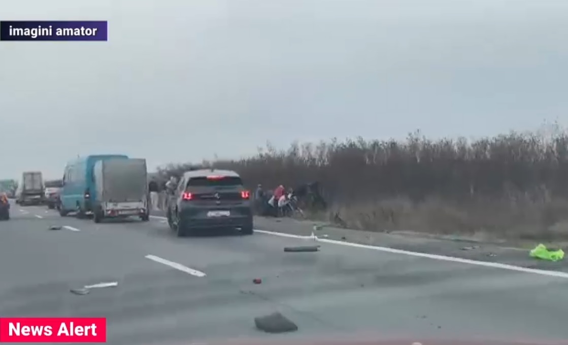 Accident grav pe autostrada A1. Șase persoane sunt rănite, inclusiv doi copii