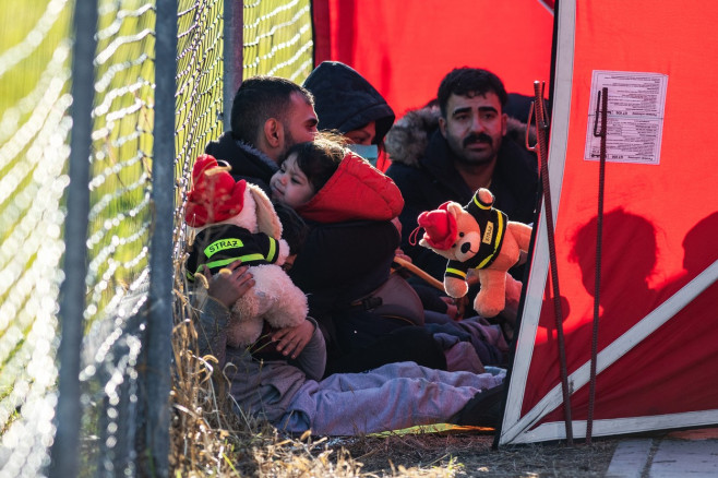 Bus with refugees stopped on the S8 route near Bialystok