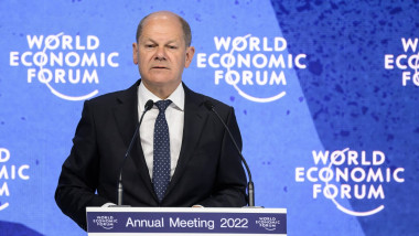 Olaf Scholz, în timpul unui discurs susţinut la reuniunea Forumului Economic Mondial