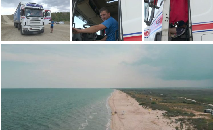 Un şofer din Bacău şi-a parcat TIR-ul pe plaja sălbatică din Corbu: „Am venit cu familia un pic, la mare. Nu scrie nicăieri interzis”