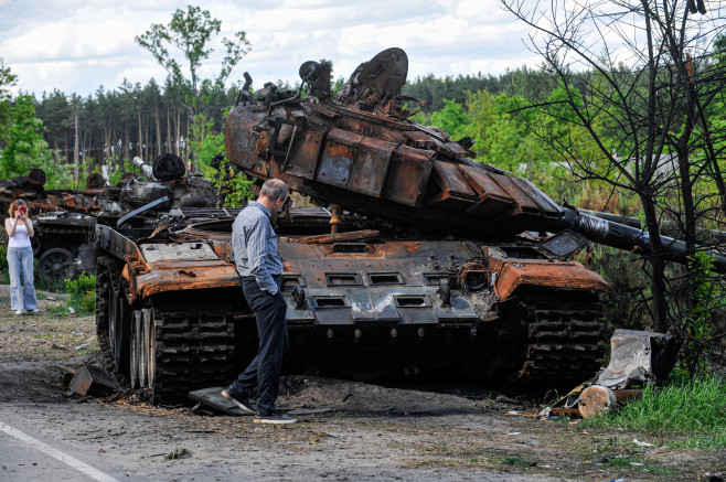 Destroyed Russian military equipment in Kyiv, Ukraine - 29 May 2022