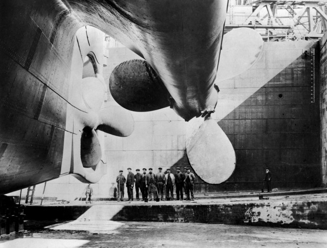 Titanic ready for launch, 1911