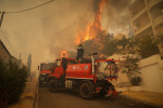 Wildfire In The Suburb Of Voula South Of Athens, Greece