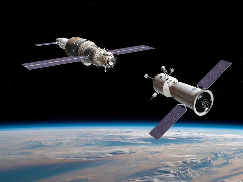 Shenzhou docking on Tiangong space station, illustration