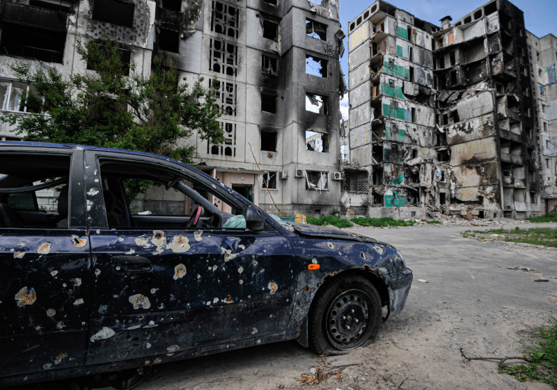 Damaged Residential area in Borodyanka, Ukraine - 7 Jun 2022