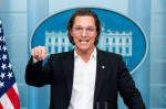 Matthew McConaughey speaks at a press briefing in the White House Press Briefing Room.