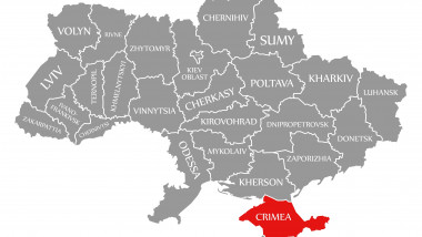 Crimea red highlighted in map of the Ukraine
