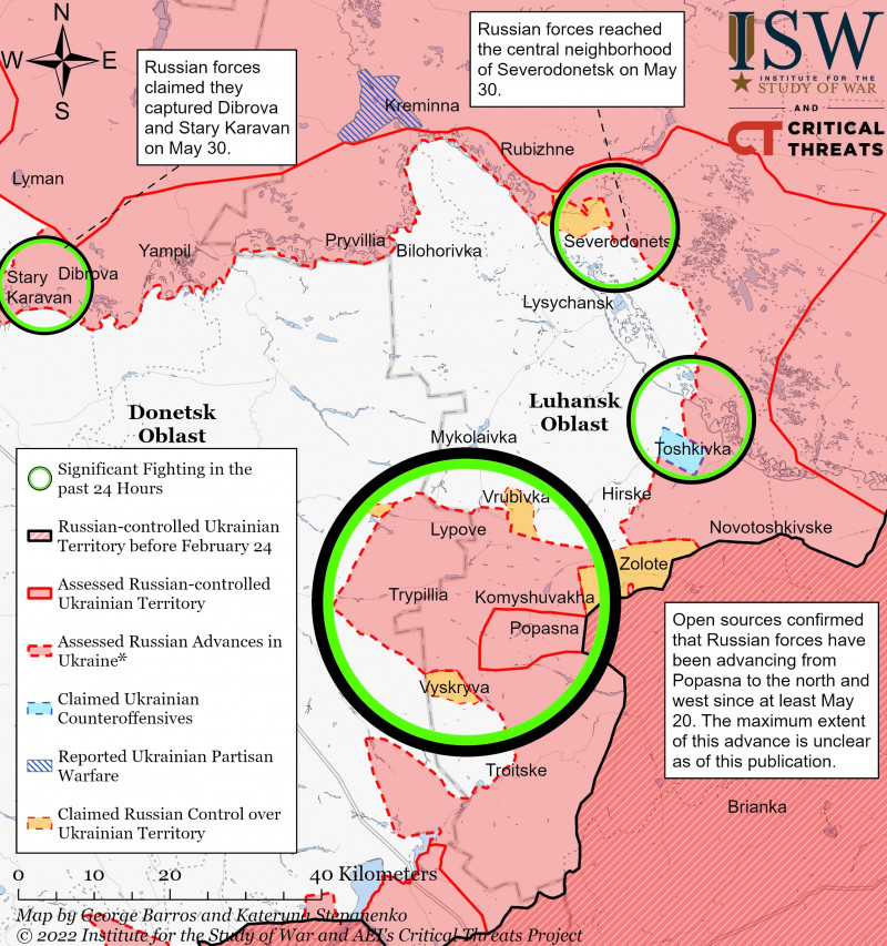Severodonetsk Battle Map Draft June 1,2022