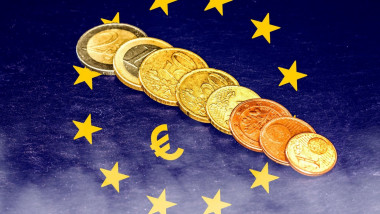 monede euro peste steagul ue cu stele