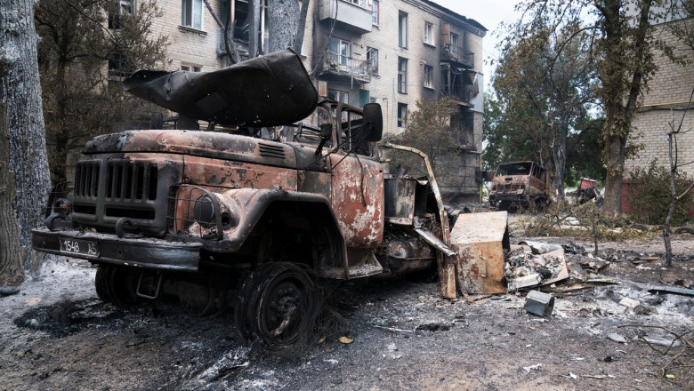 Orașul Lisiceansk, lovit de bombardamentele rusești. F