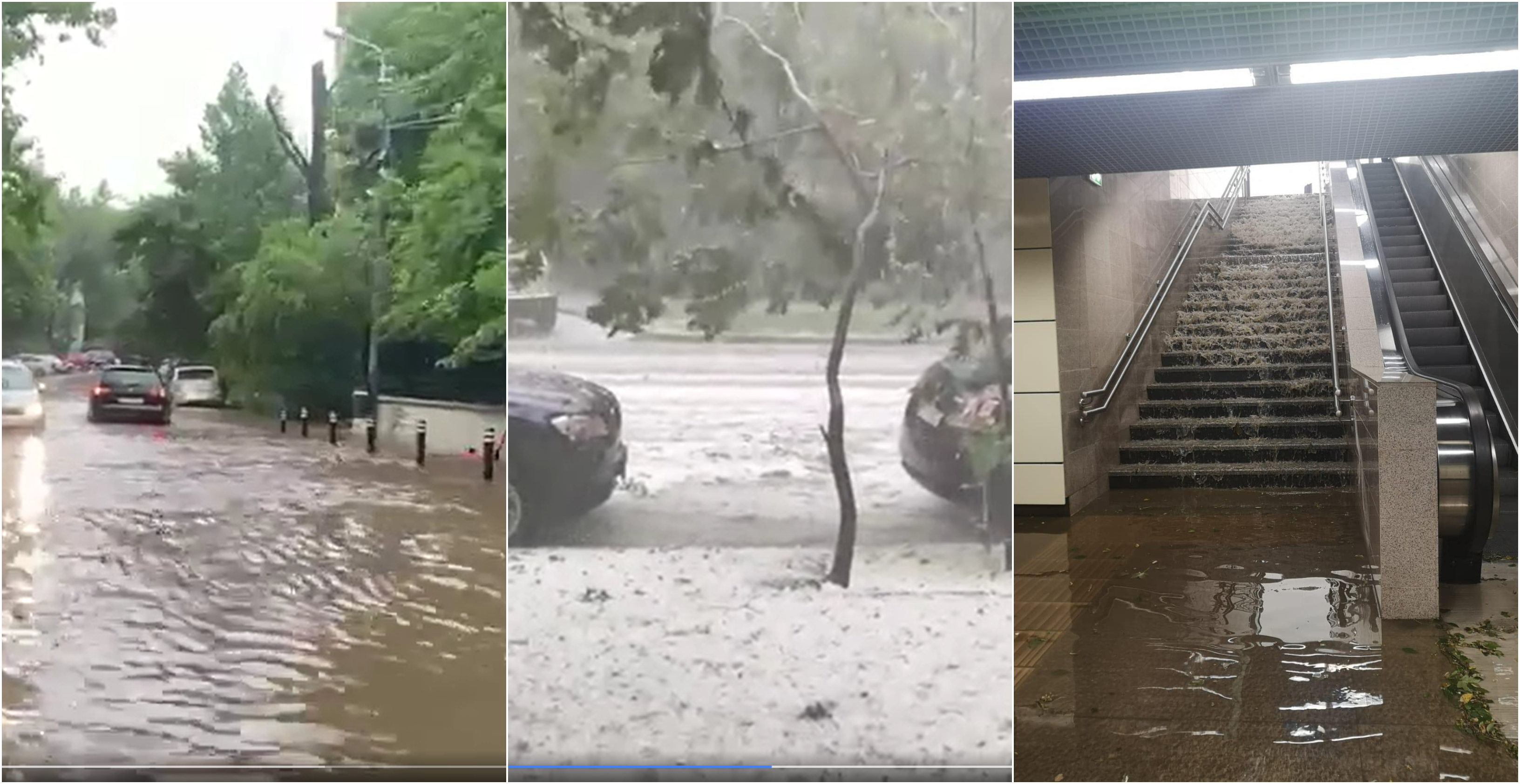 Trafic blocat, zboruri întârziate, străzi și o stație de metrou inundate. Efectele furtunii puternice cu grindină din Capitală