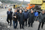 Russian Prime Minister Vladimir Putin visiting Raspadskaya coal mine