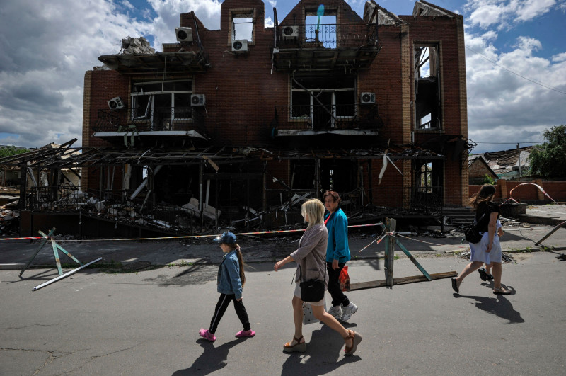 Scenes of destruction after the Russian withdrawal in Ukraine - 15 Jun 2022