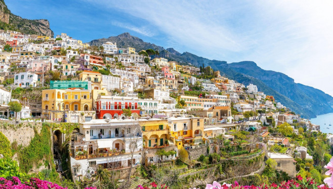 Positano, Italy; April 27, 2022 - A view of Positano, Italy