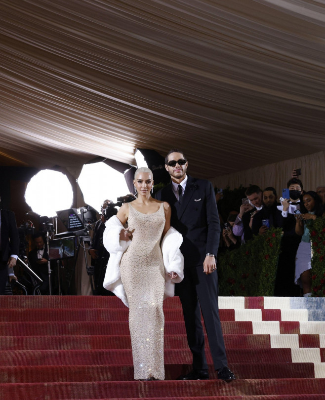 New York, United States. 03rd May, 2022. Kim Kardashian and Pete Davidson arrive on the red carpet for The Met Gala at The Metropolitan Museum of Art celebrating the Costume Institute opening of "In America: An Anthology of Fashion" in New York City on Mo