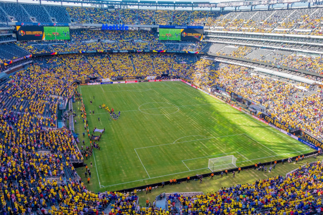 NEW YORK, USA - NOVEMBER 22, 2016: Metlife Stadium full of fans of Ecuadorians and Hatians, ready to see the football game in New York Usa.