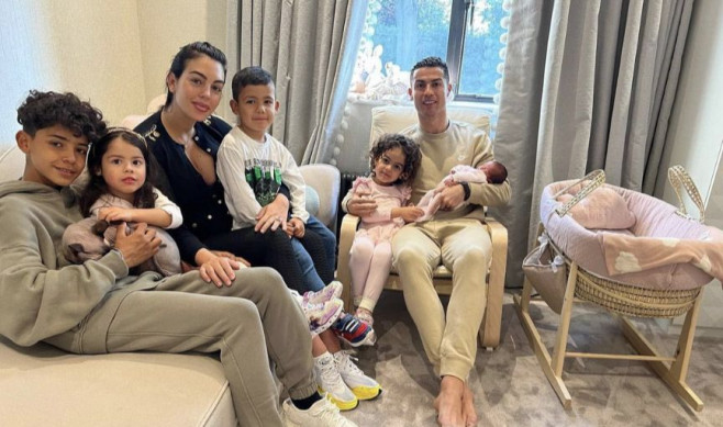 Cristiano Ronaldo shares Family photo with New Born Baby Girl, Manchester, UK - 21 Apr 2022