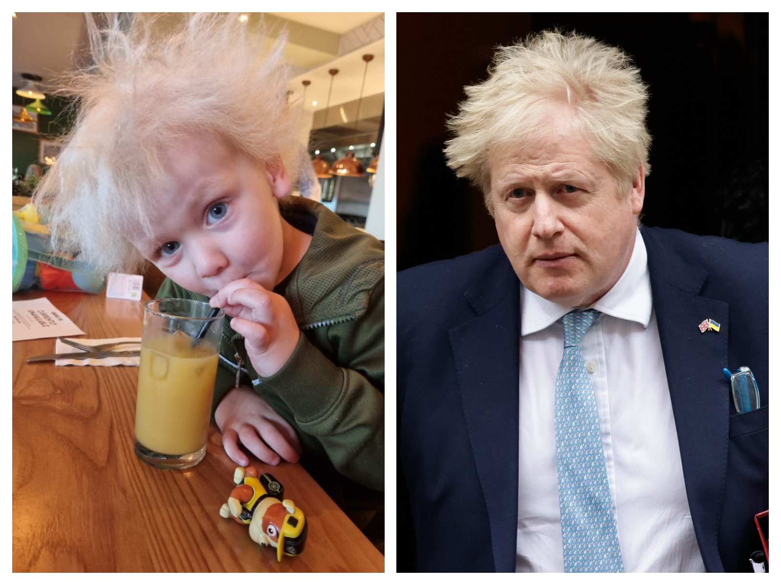 Din cauza Sindromului „Părului de Nepieptănat”, un băiețel de 3 ani seamănă izbitor de mult cu premierul britanic Boris Johnson