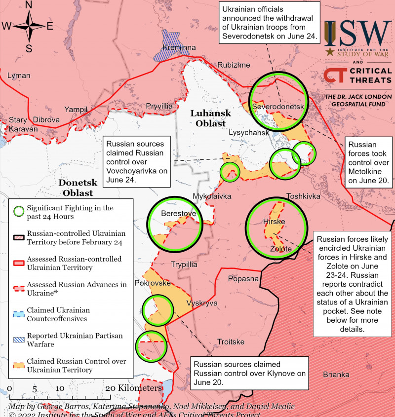 Severodonetsk Battle Map Draft June 24,2022
