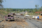 Lysychansk, Ukraine. 19th June, 2022. The bridge from Lysychansk to Severodonetsk is nearly completely destroyed by the war between the Russians and Ukrainian forces. After nearly 5 months of fighting, a continued Russian bombardment has nearly cut off co