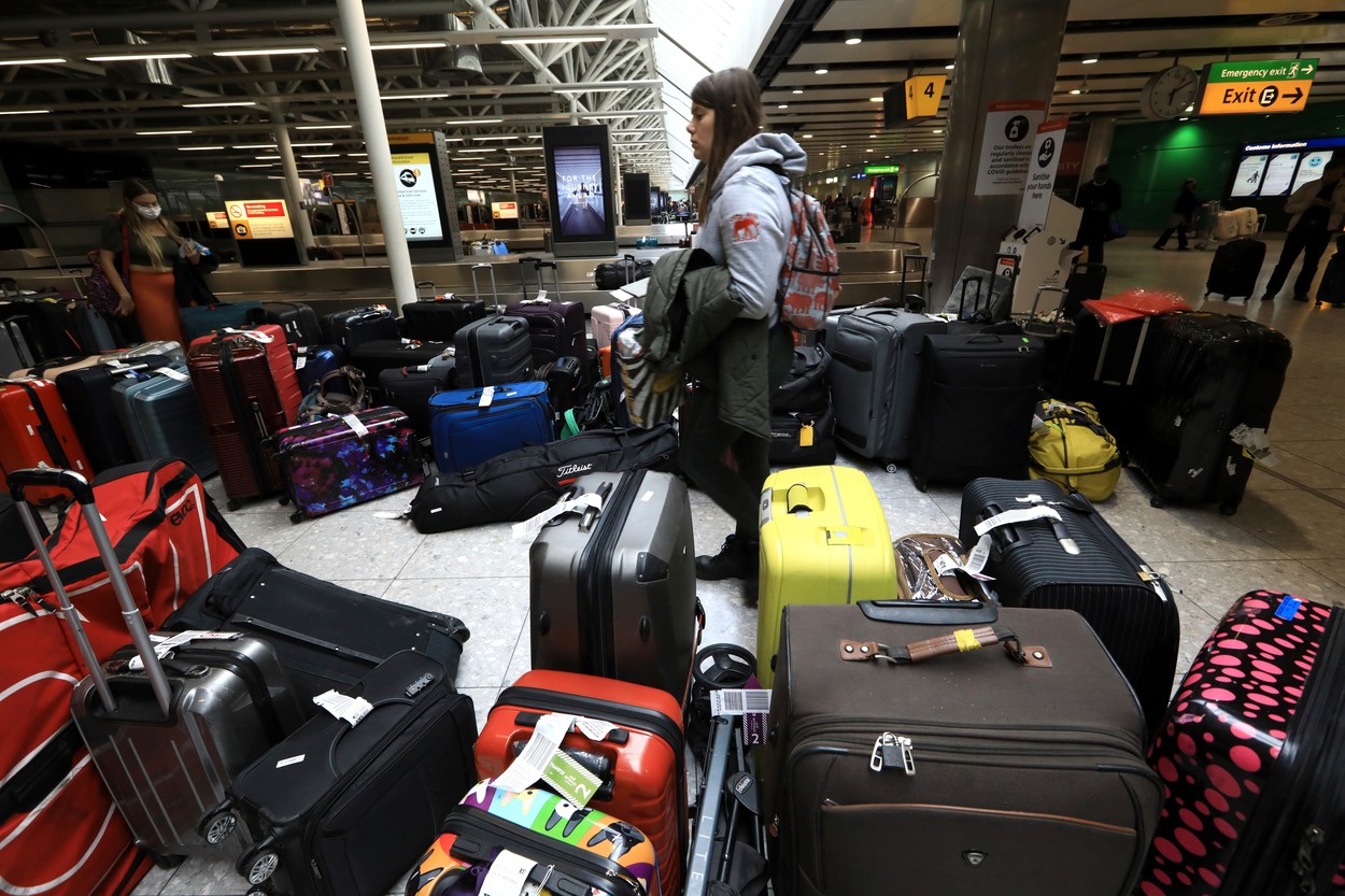 Unpicked baggage left at Heathrow Airport in London, UK