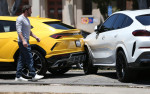 PREMIUM EXCLUSIVE Ben Affleck Scopes Out Damage After Son Samuel Crashed Lambo Into SUV