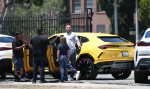 PREMIUM EXCLUSIVE Ben Affleck Scopes Out Damage After Son Samuel Crashed Lambo Into SUV