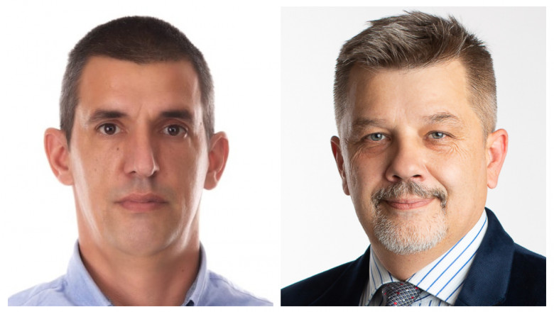 Parlamentarii Lorant Sas și Dragoș Popescu colaj portrete