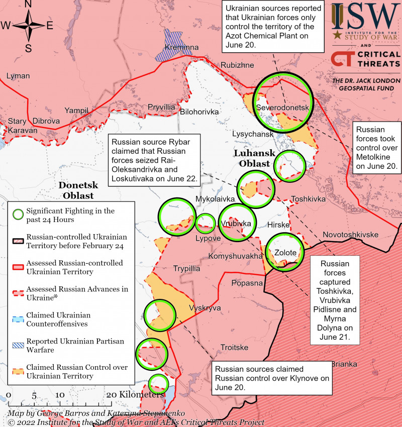 Severodonetsk Battle Map Draft June 22,2022
