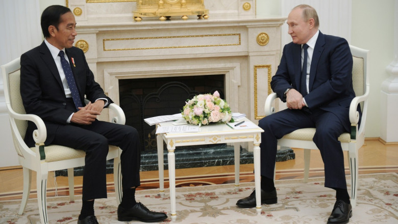 Joko Widodo la masă cu Vladimir Putin