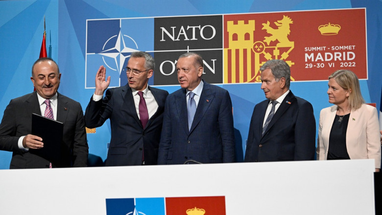 Erdogan, Niinisto și Stoltenberg la summitul NATO