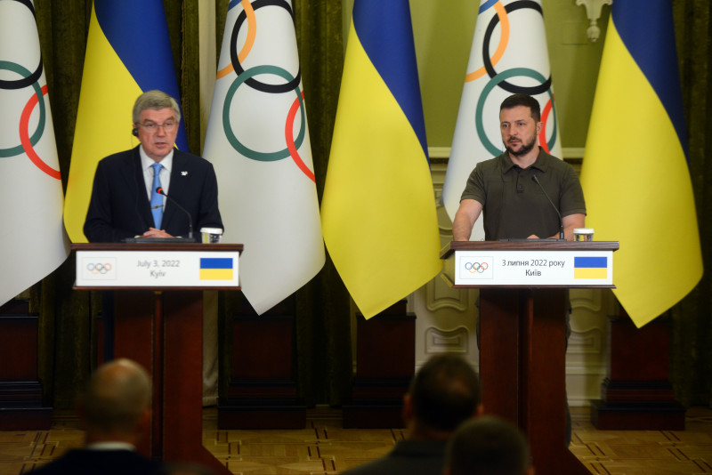 Volodymyr Zelenskyy meets IOC President Thomas Bach, Kyiv, Ukraine - 03 Jul 2022