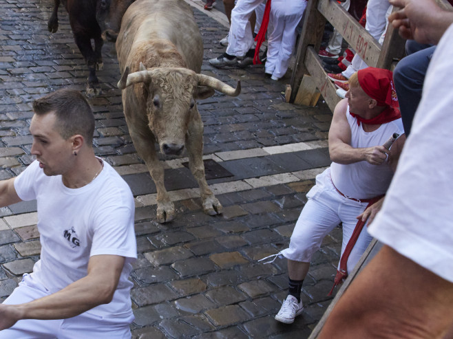 First running of the bulls, Pamplona, Spain, July 7, 2022