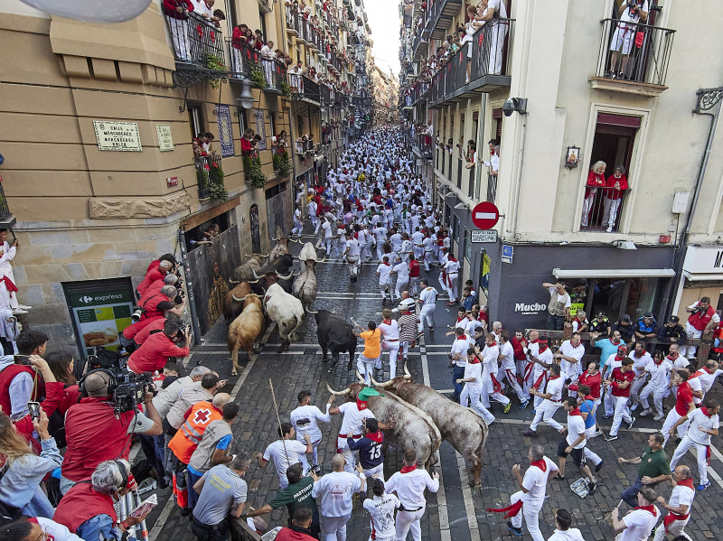 First running of the bulls, Pamplona, Spain, July 7, 2022