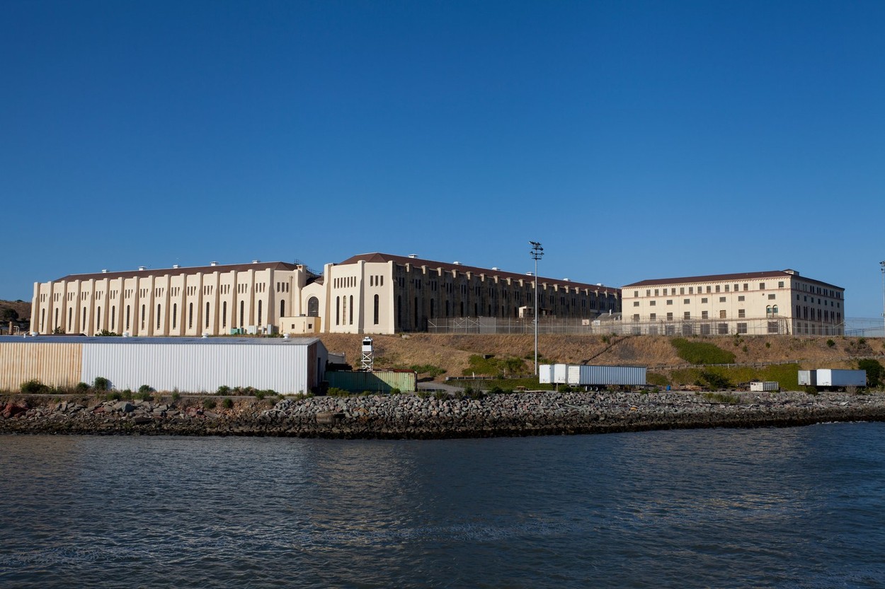 View of San Quentin State Prison from the Larkspur ferry boat, Larkspur Landing, California, United States, North America