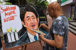 Tribute through painting to Shinzo Abe in Mumbai, India - 08 Jul 2022