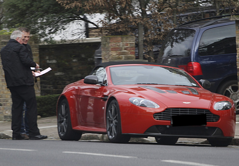 Exclusive - Daniel Craig Receives His Red Aston Martin on His 45th Birthday