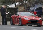 Exclusive - Daniel Craig Receives His Red Aston Martin on His 45th Birthday