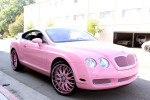 Paris Hilton in her pink Bently gets some fro yo
