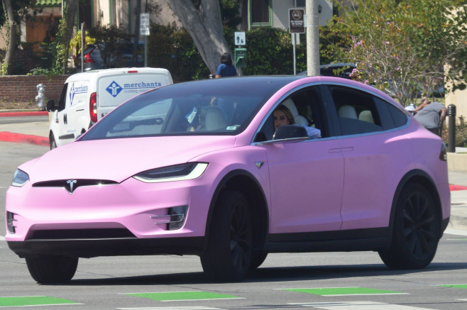 EXCLUSIVE: Addison Rae Drives Her Pink Tesla In Beverly Hills Amid Backlash Over TikTok Dance Moves.