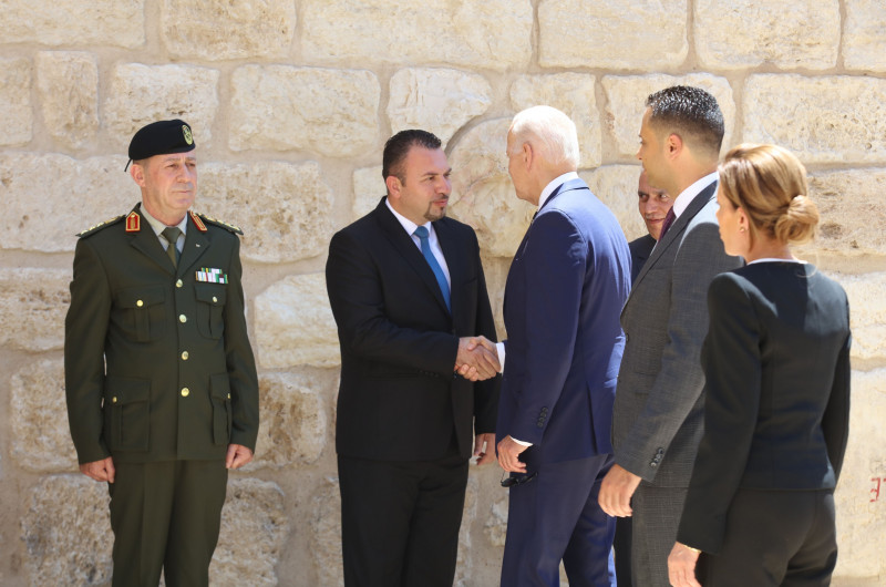 US President Joe Biden visits the Church of the Nativity in the Biblical city of Bethlehem in the West Bank, Bethlehem, West Bank, Palestinian Territory - 15 Jul 2022