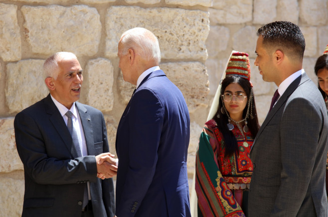 US President Joe Biden visits the Church of the Nativity in the Biblical city of Bethlehem in the West Bank, Bethlehem, West Bank, Palestinian Territory - 15 Jul 2022