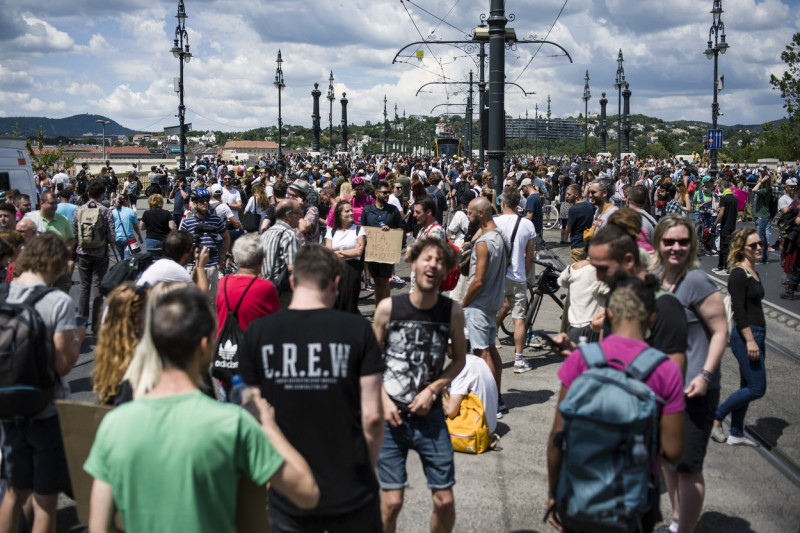 Protest against tax changes in Budapest, Hungary - 12 Jul 2022