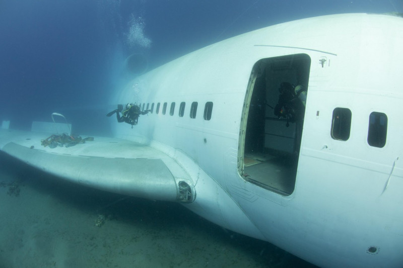 Aqaba, Jordan. 28th Aug, 2019. After 2 day of resting on the seabed the The Lockheed L-1011 Tristar is finally is open to divers. The wreck was scuttled by the The Aqaba Special Economic Zone Authority (ASEZE ) for visiting divers as an artificial reef sy