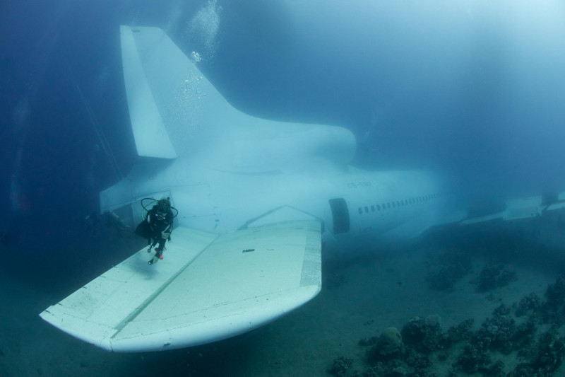 Aqaba, Jordan. 28th Aug, 2019. After 2 day of resting on the seabed the The Lockheed L-1011 Tristar is finally is open to divers. The wreck was scuttled by the The Aqaba Special Economic Zone Authority (ASEZE ) for visiting divers as an artificial reef sy