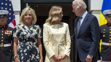 Prima doamnă a Ucrainei, Olena Zelenka, a fost primită la Casa Albă de Jill și Joe Biden.