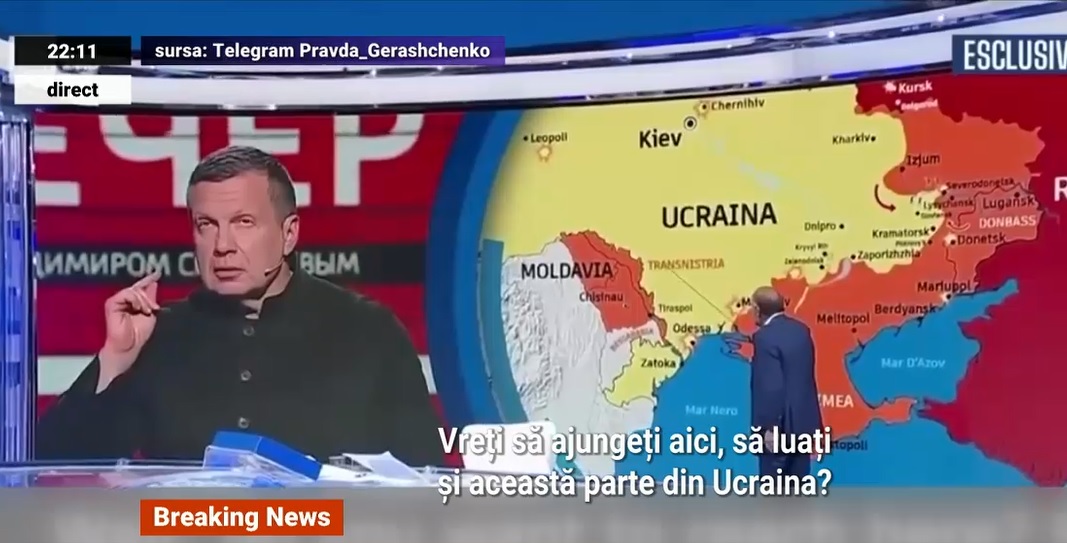 Propagandistul lui Putin îi dezvăluie planurile: Rusia vrea să ajungă până în Transnistria