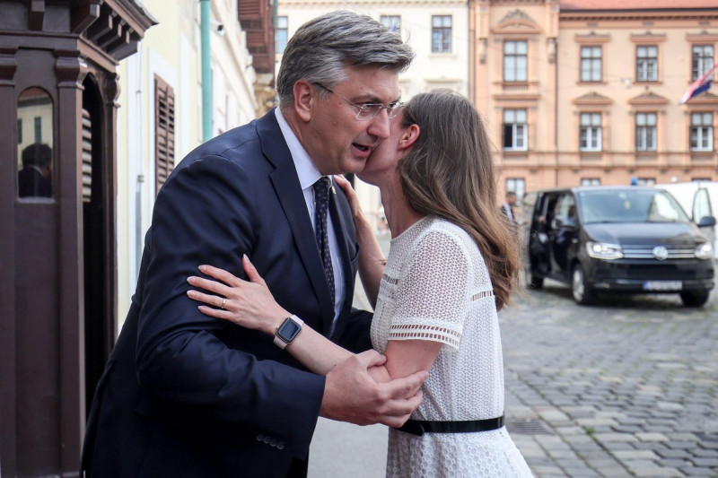 Zagreb, Croatia, June 21 2022, Croatian prime minister Andrej Plenkovic recieved Sanna Marin, prime minister of Finland during hers official visit to the Republic of Croatia. She was received by prime minister Andrej Plenkovic in Banski dvori, in Zagreb,