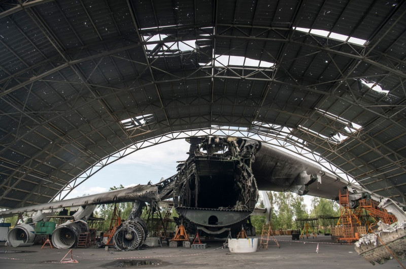 The Destroyed Largest Ukrainian Transport Plane Antonov An-225 Mriya (Dream), Hostomel, Ukraine - 08 Jul 2022